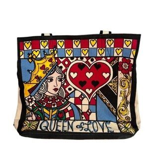Brighton Queen Of Love Tote Bag With Heart Design & Bold Colors PurseTote Bag